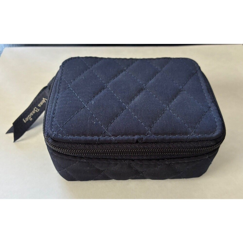 Vera Bradley Black Quilted Microfiber Travel Pill Case Organizer